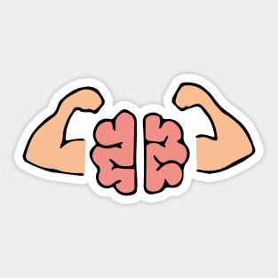 Brain STRONG - Brain POWER - Brain with Muscles Sticker